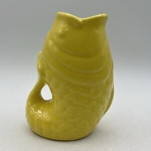 Small Bistro Brights Yellow Gurgling Gluggle Jug Koi Fish Pitcher Creamer 5"